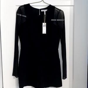 BCBG Generation black romper w, sheer long sleeve